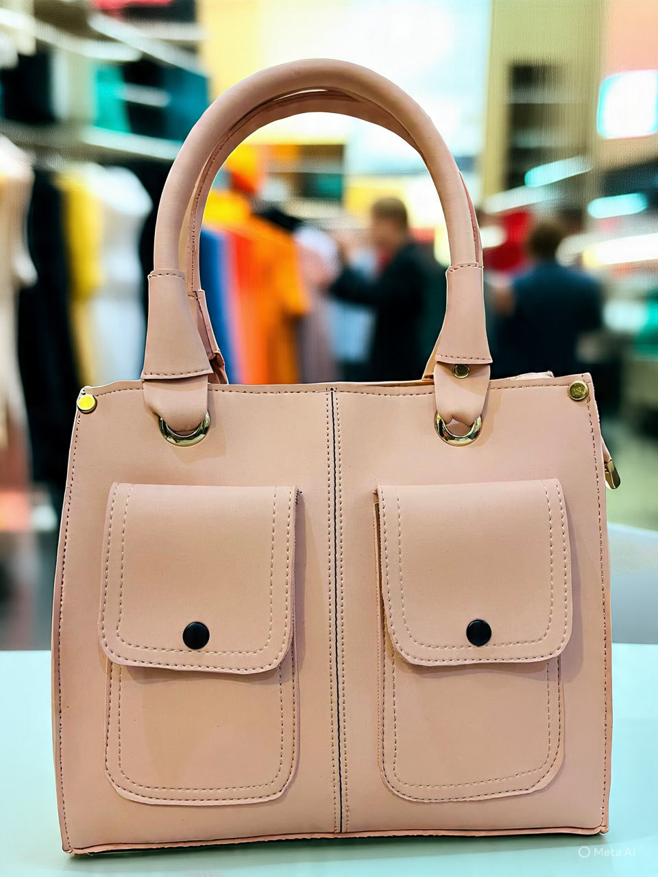 Chic Dual-Pocket Tote – Elegant Everyday Handbag (3-Piece Set) pink