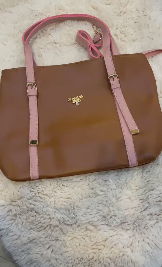 The Elan Luxe Tote – Elegant Two-Tone Everyday Bag Bown